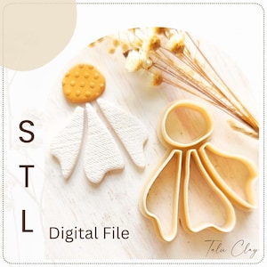 Flower Digital STL File Polymer Clay Cutter, Stl Clay Cutter File, Earring clay cutter,  Instant Download, STL file for 3D Printer