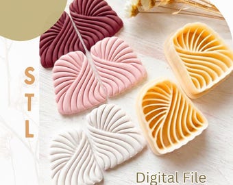 Organic Lines STL File: Polymer Clay Cutter for Earrings (Digital Download)