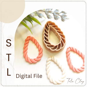 Embossing Drop Polymer Clay Cutter STL File: Earring Design (Digital Download, 20-45mm Sizes Available)