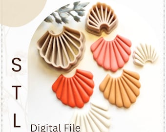 Shell Clay Cutter STL File: 3D Printer Earring Mold (Digital Download, 20-45mm Sizes Available )