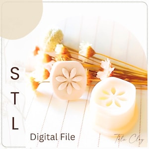 File STL per taglierina per argilla con goffratura floreale: design per orecchini in argilla polimerica (download digitale)