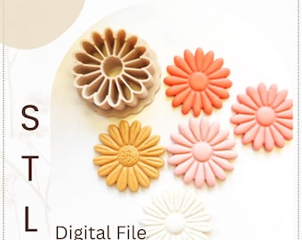 Daisy Flower digitaal STL-bestand polymeerkleisnijder, stl kleisnijderbestand, oorbelkleisnijder, instant download, STL-bestand voor 3D-printer