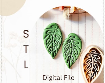 Tropical Leaf Polymer Clay Cutter STL File: 3D Printer Earring Tool (Digital Download, 30-40mm)