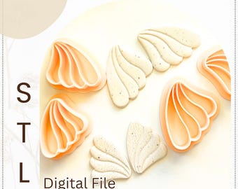Petals Digital STL File Polymer Clay Cutter, Stl Clay Cutter File, Earring clay cutter,  Instant Download, STL file for 3D Printer