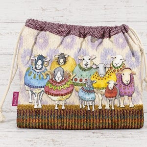 Emma Ball Sheep in Sweaters Drawstring Project Bag