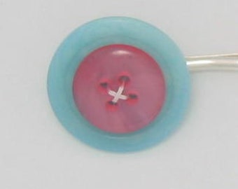 Fun New Lolli-Pin - Bubblegum Pink on Sky Blue Bobby Pin