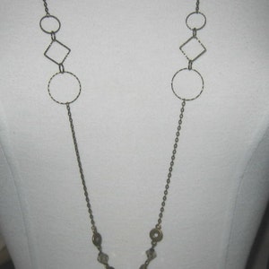 Long Antiqued Bronze Necklace Funky Links and Faceted Beads image 4