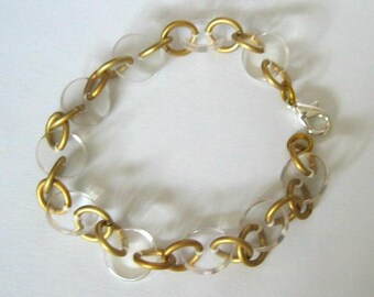 Gold and Crystal Buttoned Bracelet