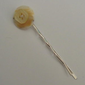 Fun New Lolli-Pin Vintage Swirled Butterscotch and Ivory Bobby Pin image 2