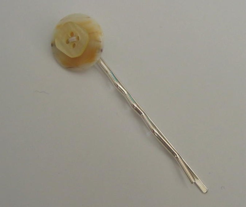 Fun New Lolli-Pin Vintage Swirled Butterscotch and Ivory Bobby Pin image 2