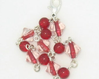 Beaded Bracelet Red and Striped Bicone Glass Beads