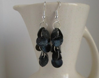 Gunmetal Grey Shell Dangle Earrings