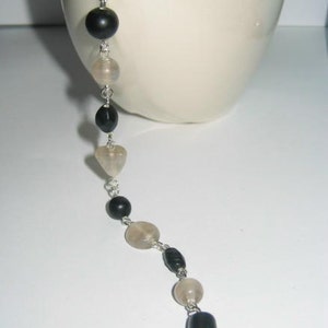 Matte Black and White Beaded Bracelet image 1