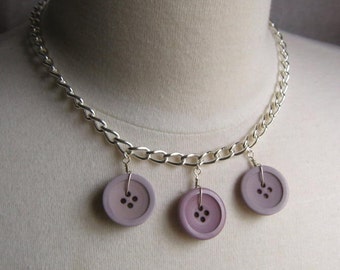 Lilac and Lavender Vintage Buttons Buttoned Necklace