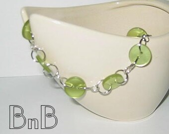Lime Green Buttoned Bracelet