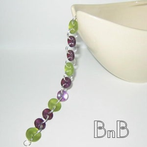 Lime Green and Grape Purple Button Bracelet image 2