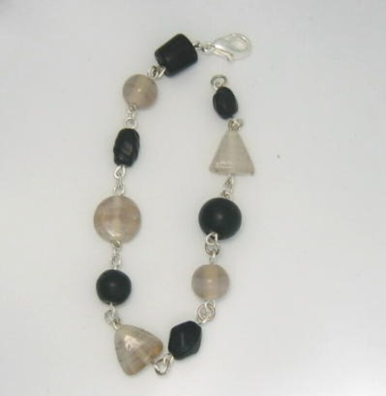 Matte Black and White Beaded Bracelet image 4