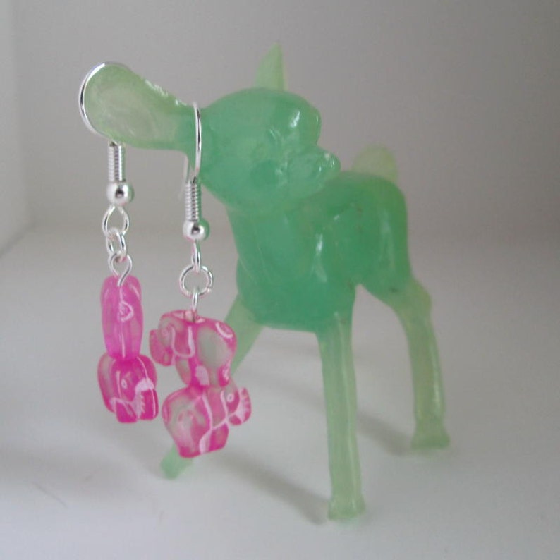 Super Cute Bubblegum Pink Elephant Earrings image 1