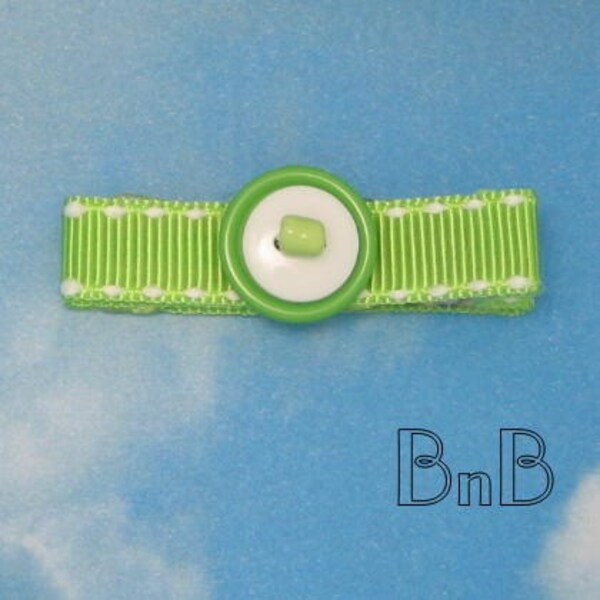 Lime Green Beaded and Buttoned Hair Clip Clippie