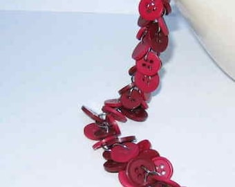 Chunky Buttoned Bracelet Burgundy and Merlot