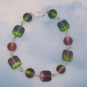 Moss Amethyst and Ocean Glass Beaded Bracelet image 1