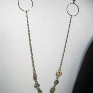 Long Antiqued Bronze Necklace Funky Links and Faceted Beads image 5