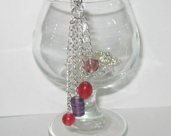 Grape and Cranberry Beaded Long Necklace