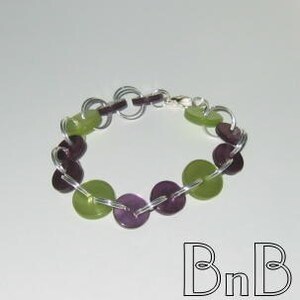 Lime Green and Grape Purple Button Bracelet image 1