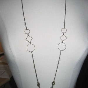 Long Antiqued Bronze Necklace Funky Links and Faceted Beads image 3