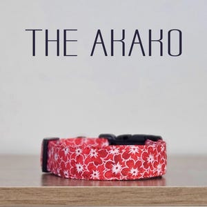 Handmade Dog Collar: Red Sakura Cherry Blossom - &#39;The Akako&#39;