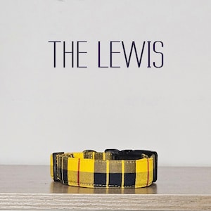 Handmade Dog Collar: Yellow Tartan Plaid, Durable Pet Collar