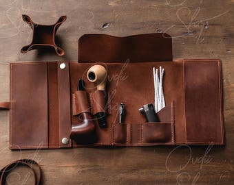 Handmade pipe holder, Personalized tobacco holder, Leather tobacco pouch, Custom pipe case, Leather pipe pouch, Tobacco pipe case