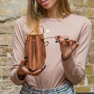 Monedero de piel, Monedero de piel, Monedero pequeño, Monedero de piel para joyas, Bolso con cordón personalizado