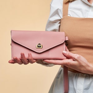 Cartera larga de cuero con monograma, Cartera plegable personalizada, Cartera larga de cuero para mujer, Carteras largas personalizadas para mujer, Cartera plegable larga