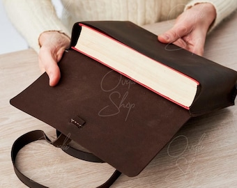 A5 book sleeve, Large book sleeve, Personalized book sleeve for books, Leather book sleeve cover, Book lover gift for women, Reader gift