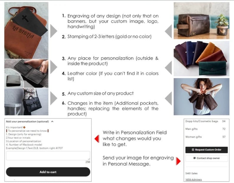 May include: A brown leather bag with a cross design and the word "BIBLA" embossed on the front. The bag is shown with a white background and a text box that says "Add your personalization (optional)".