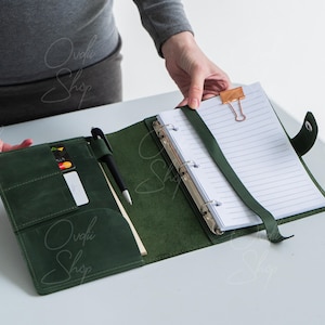 Copertina per notebook in pelle personalizzata, raccoglitore in pelle incidibile, portafoglio raccoglitore a 3 anelli, pianificatore a5 in pelle, raccoglitore in pelle a 6 anelli