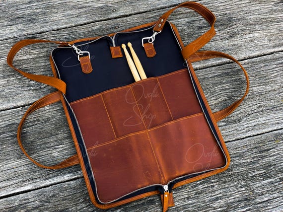 Leather drumstick bag, Personalized drumstick bag, Custom drum stick case, Drummer accessories, Drum accessories, Leather drum stick