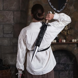 Leather sword belt, Larp sword holder, Back sword sheath, Leather back scabbard, Leather back sheath, Sword shoulder baldric, Sword sling