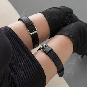 Thigh garter leather, Buckle garters, Leather garters, Leather leg garter, Sleeve garters for women, Handmade garter, Sock garters