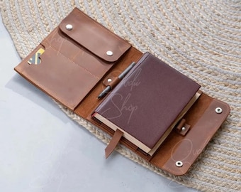 Personalized leather book cover, Custom size book cover, Book cover with pockets, Leather book case with initials, Book protector sleeve
