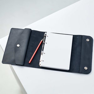 Pasta de couro personalizada, pasta de anel grande, caderno de couro com 3 anéis, pasta de organizador pessoal, pasta de couro A5, pasta de 6 anéis A5