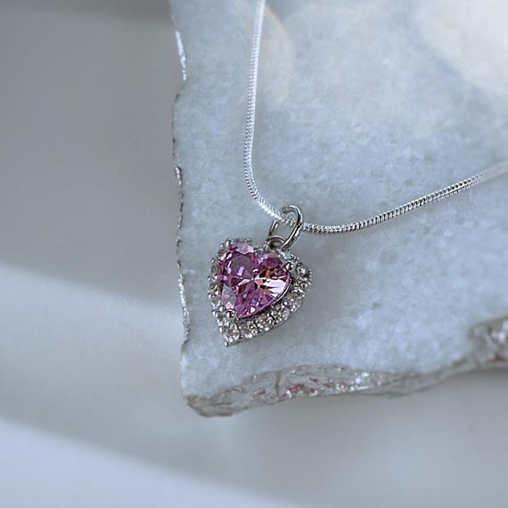 Crystal Necklaces For Women Meaeguet Woman Pink Crystal Cubic