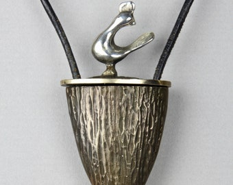 Bronze & Silver Vessel with chicken motif