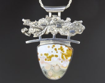 Sterling Silver, Ocean Jasper Pendant - Japanese Garden