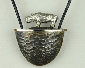 Bronze & Silver  Rhino Vessel