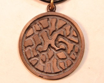 Handmade Bronze Pendant with Leather Cord