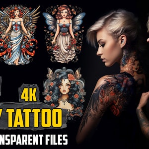 105 Fairy Tattoo Style Illustrations  (PNG Files)-4K - High Quality