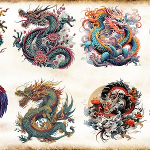 200 Dragon Tattoo Style Designs (PNG Files)-4K- High Quality
