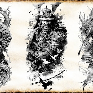 155 Samurai Tattoo  Designs (PNG Files)-4K- High Quality